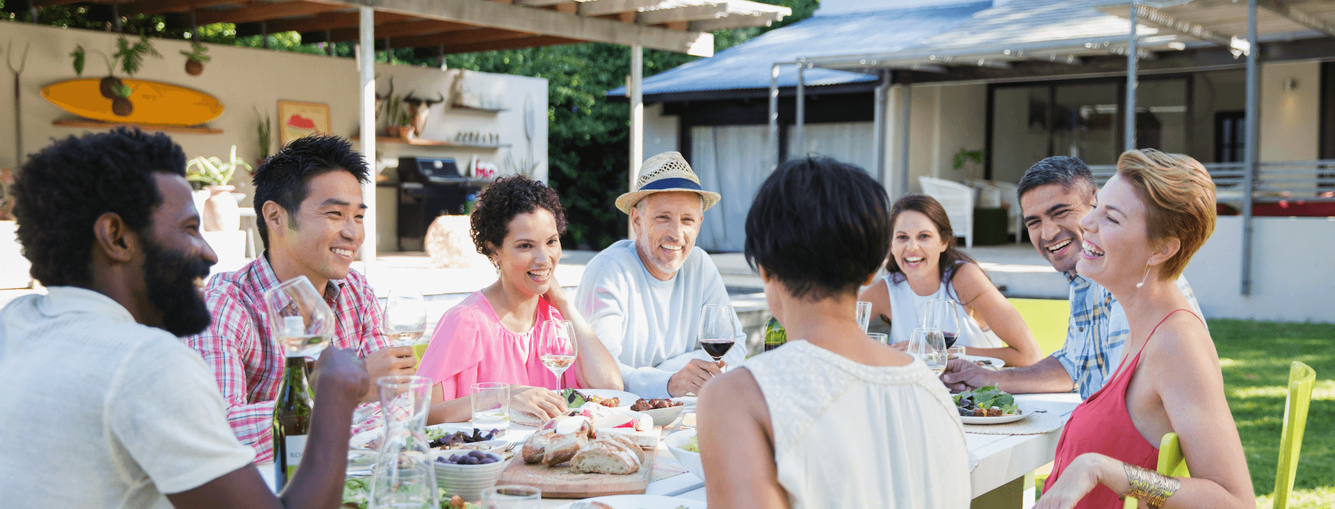 Neighborhood backyard dinner party.
